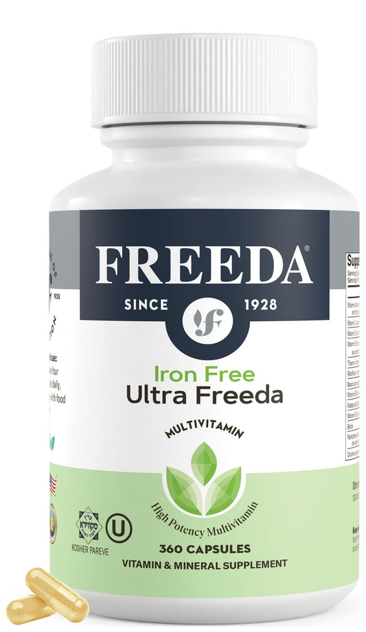 FREEDA Maximum Strength multivitamin bottle for daily wellness support.