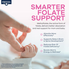 Freeda Mini Prenatal ingredients panel highlighting essential nutrients