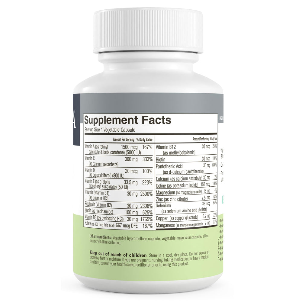 Serving size and ingredients panel on FREEDA bottle aids informed daily use.