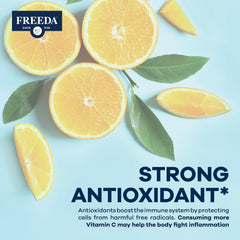 Freeda Vegan and allergen-free icon on vitamin C packaging.