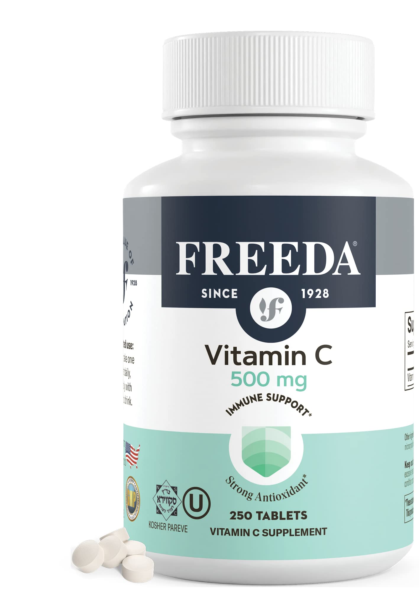 Freeda Vegan Vitamin C 500mg bottle front for daily immune support
