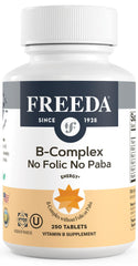 Freeda Vitamin B Complex caplets ready for daily energy metabolism support.