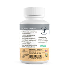 Freeda Vitamin B Complex kosher packaging signals vegan and allergen-conscious formulation.