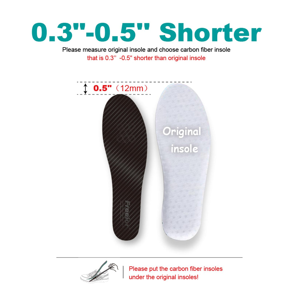 Freeior carbon fiber insole in athletic shoe, during training.