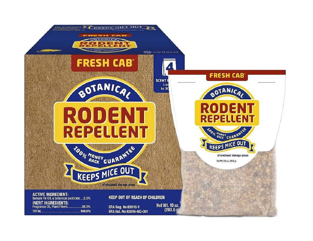 Fresh Cab pouch close-up showing the scent-based deterrent against mice.