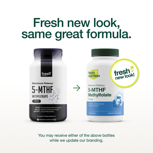 Fresh Nutrition L-Methylfolate capsules ready for daily energy support.
