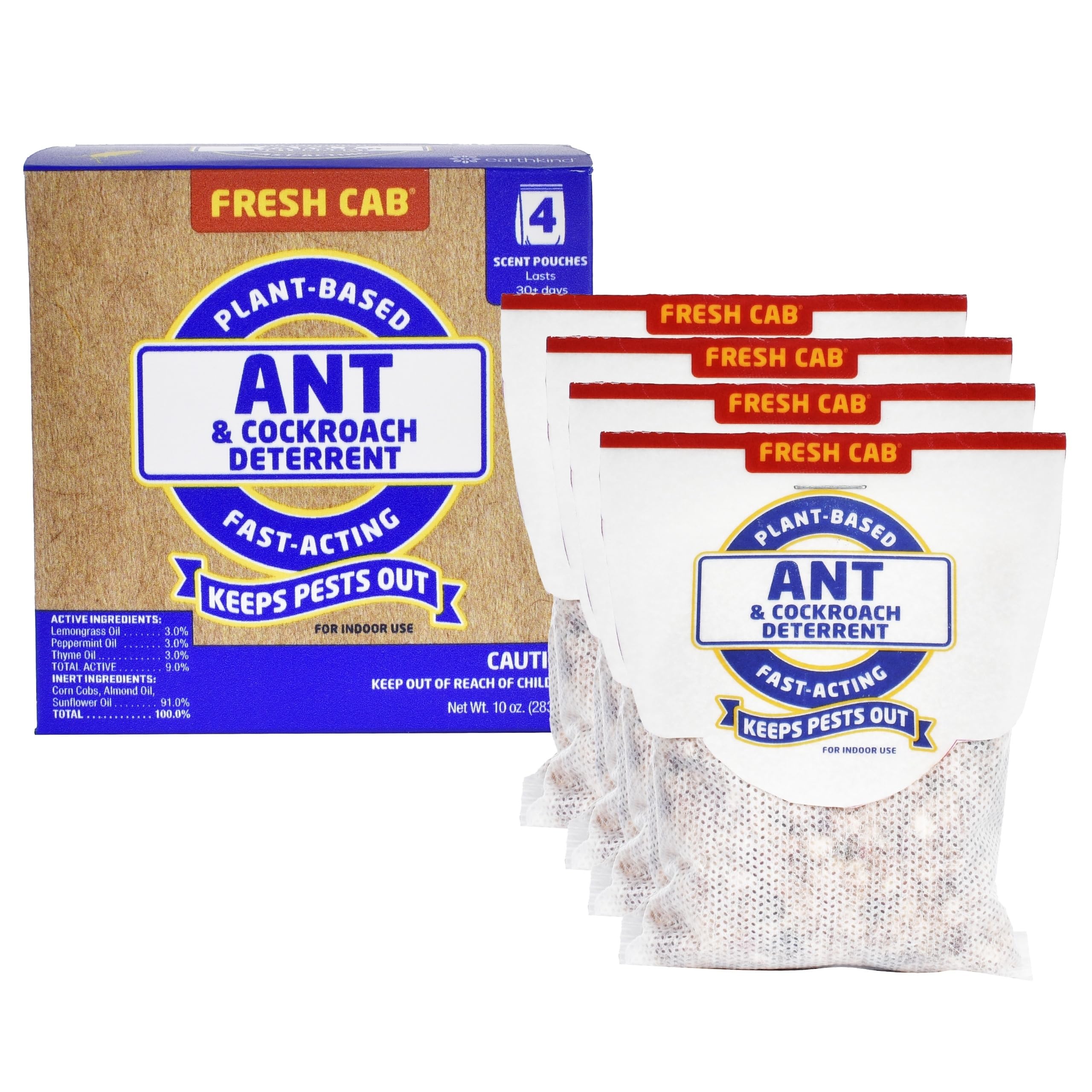Fresh Cab ants and cockroaches deterrent 4-pack bottle for indoor use.