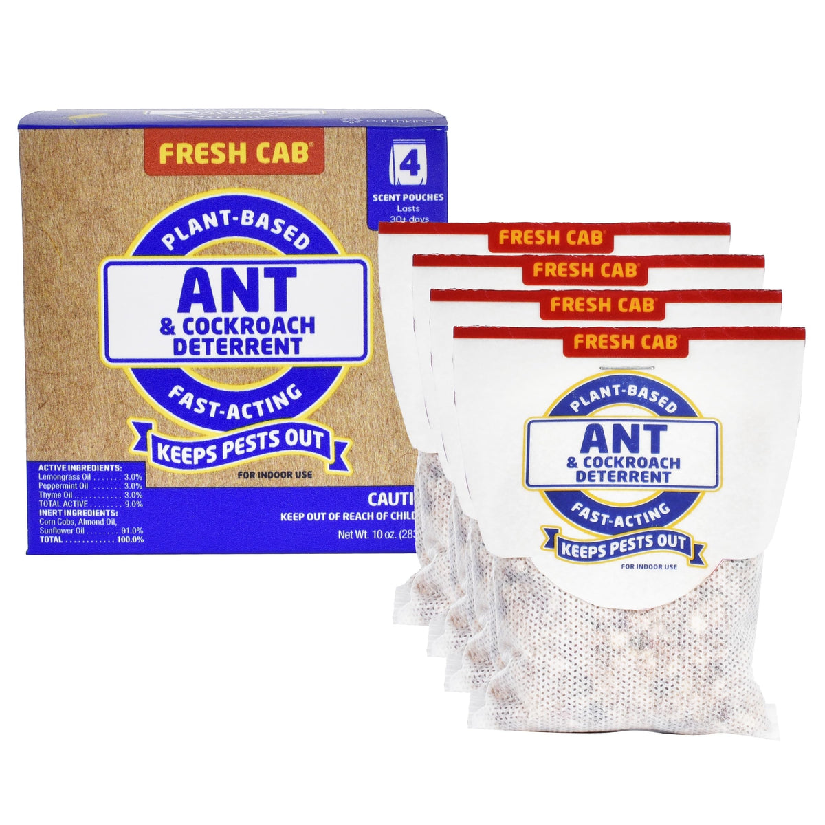 Fresh Cab ants and cockroaches deterrent 4-pack bottle for indoor use.