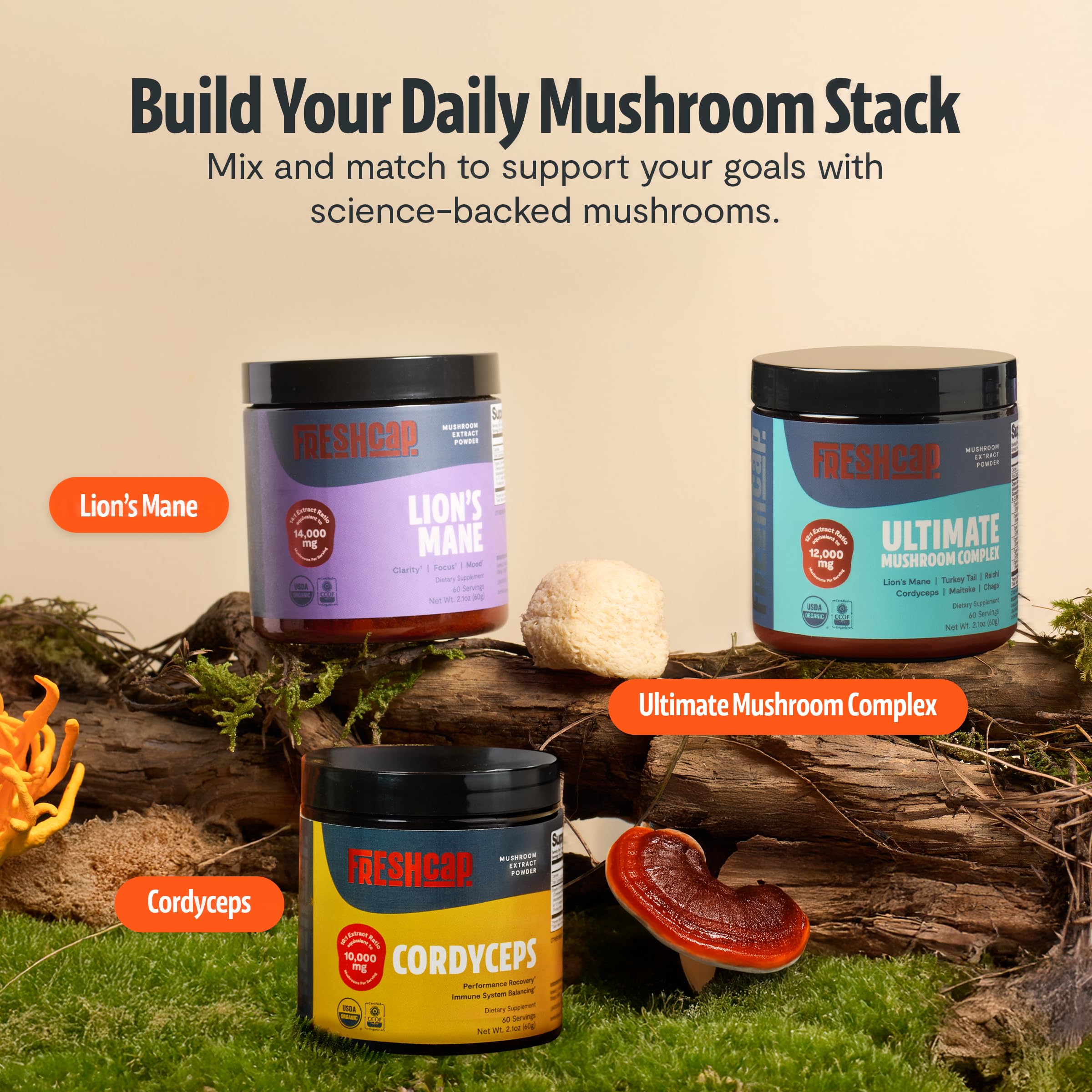 FreshCap Cordyceps powder in a smoothie for versatility.