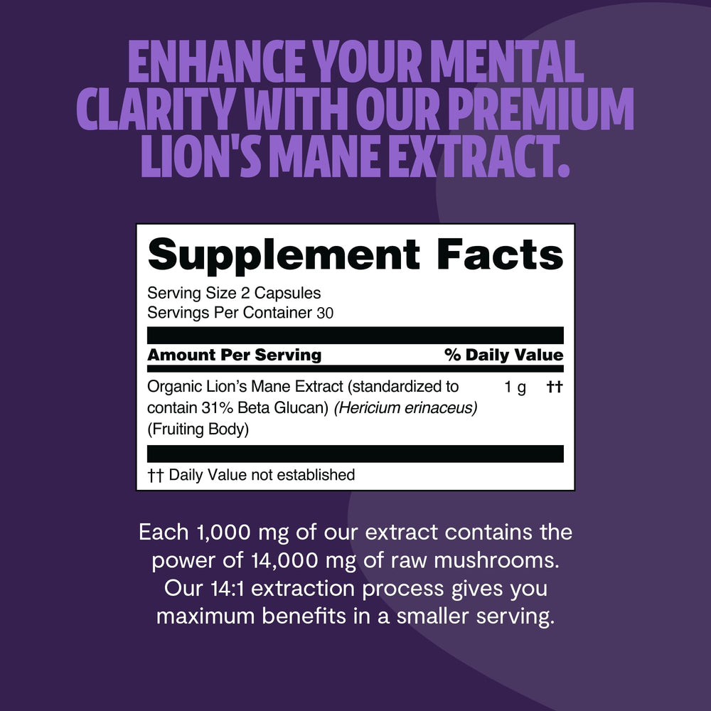 FreshCap Lions Mane bottle beside a notebook, ideal for study focus.
