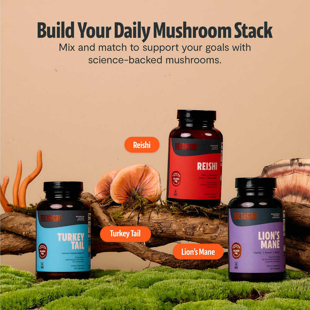FreshCap Turkey Tail packaging box for a two-month supply