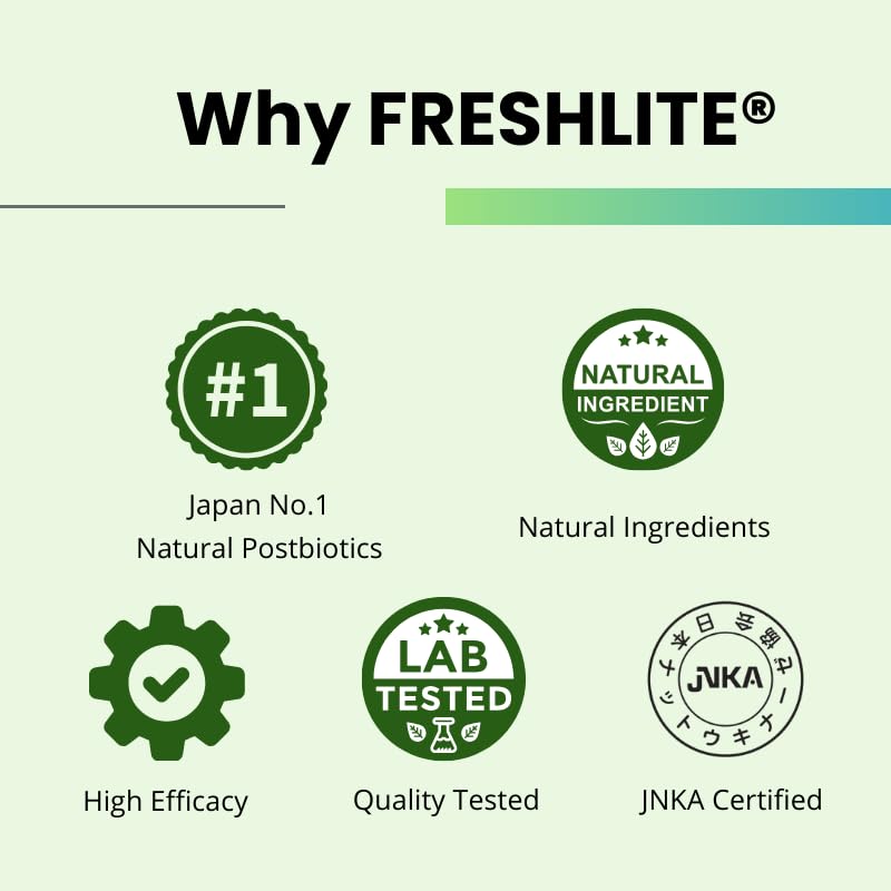 FRESHLITE made-in-japan GMP facility badge.