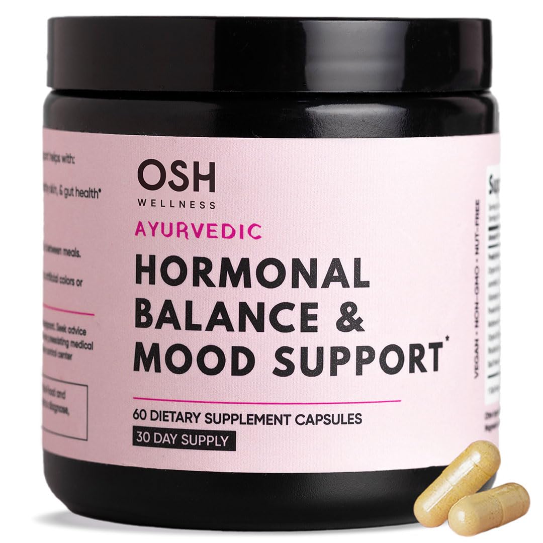 Freshly Moms Ayurvedic Hormone Balance bottle on desk supports mood.