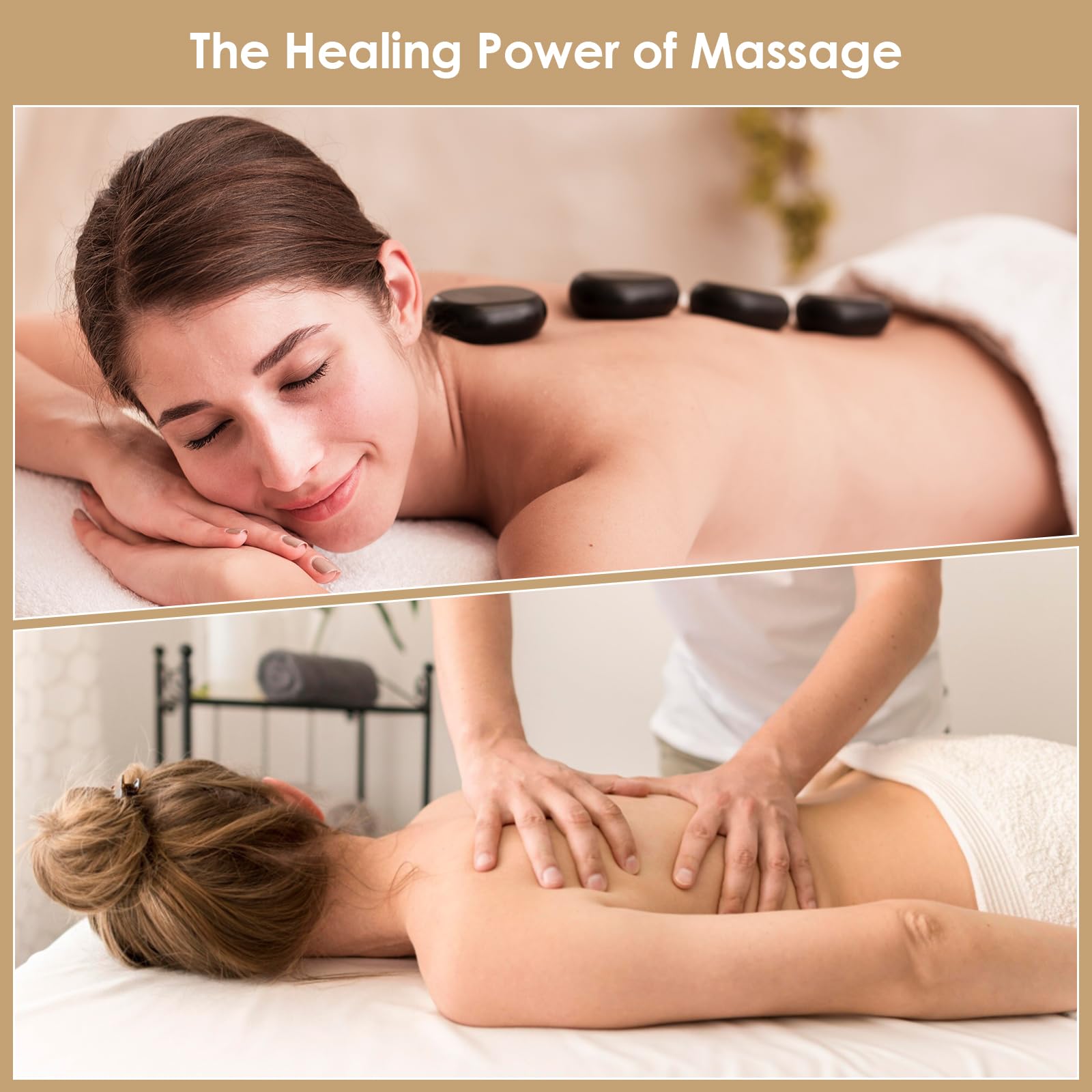 Freudeere relaxing-massage-scene conveys calm wellness through warmed stone touch.