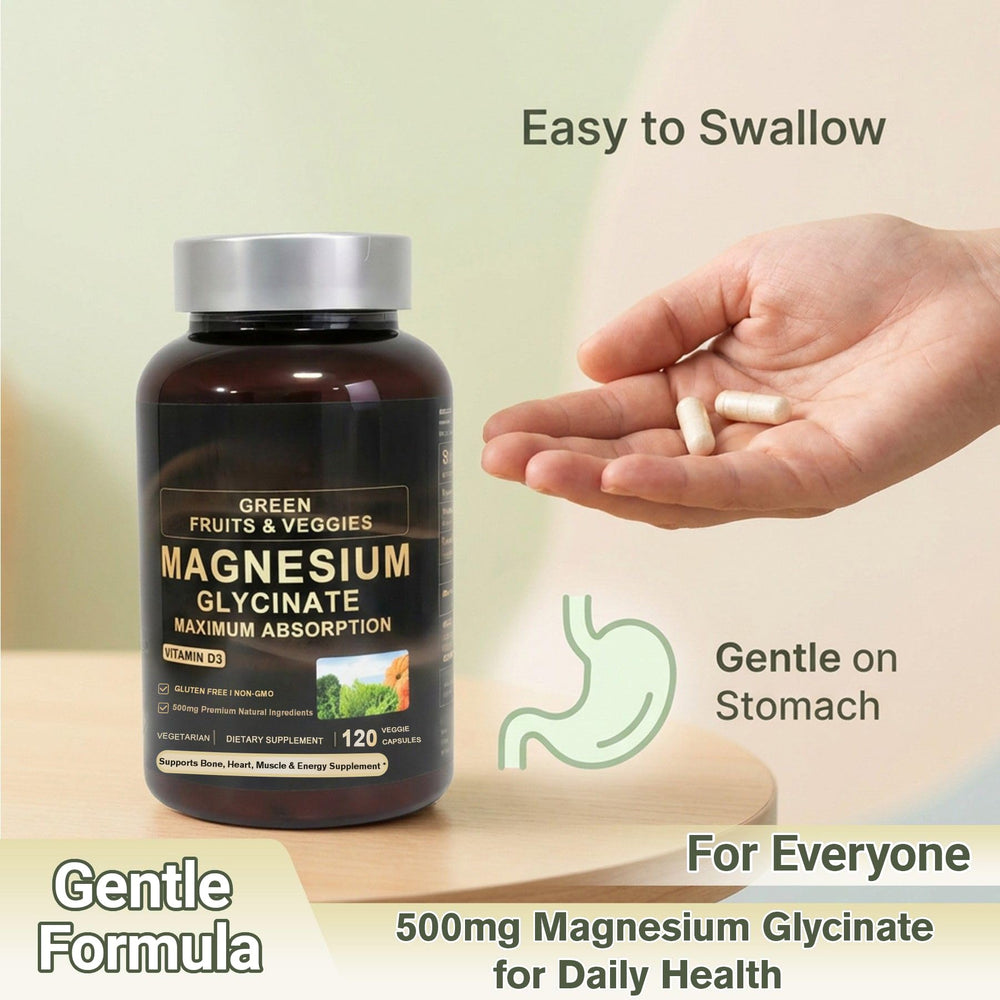 Close-up of FrexNutri label showing 500mg magnesium glycinate and D3 for bone support.