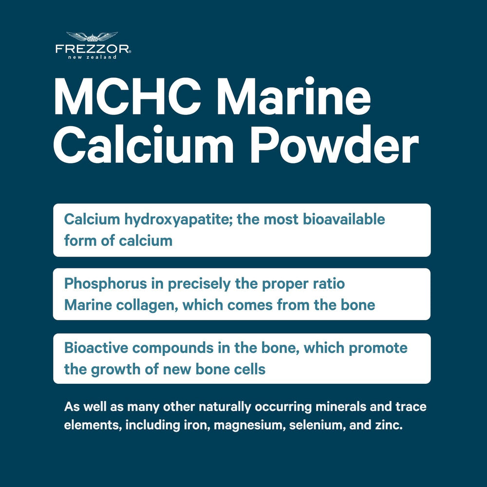 FREZZOR Calcium Plus ingredients list featuring minerals and vitamins.