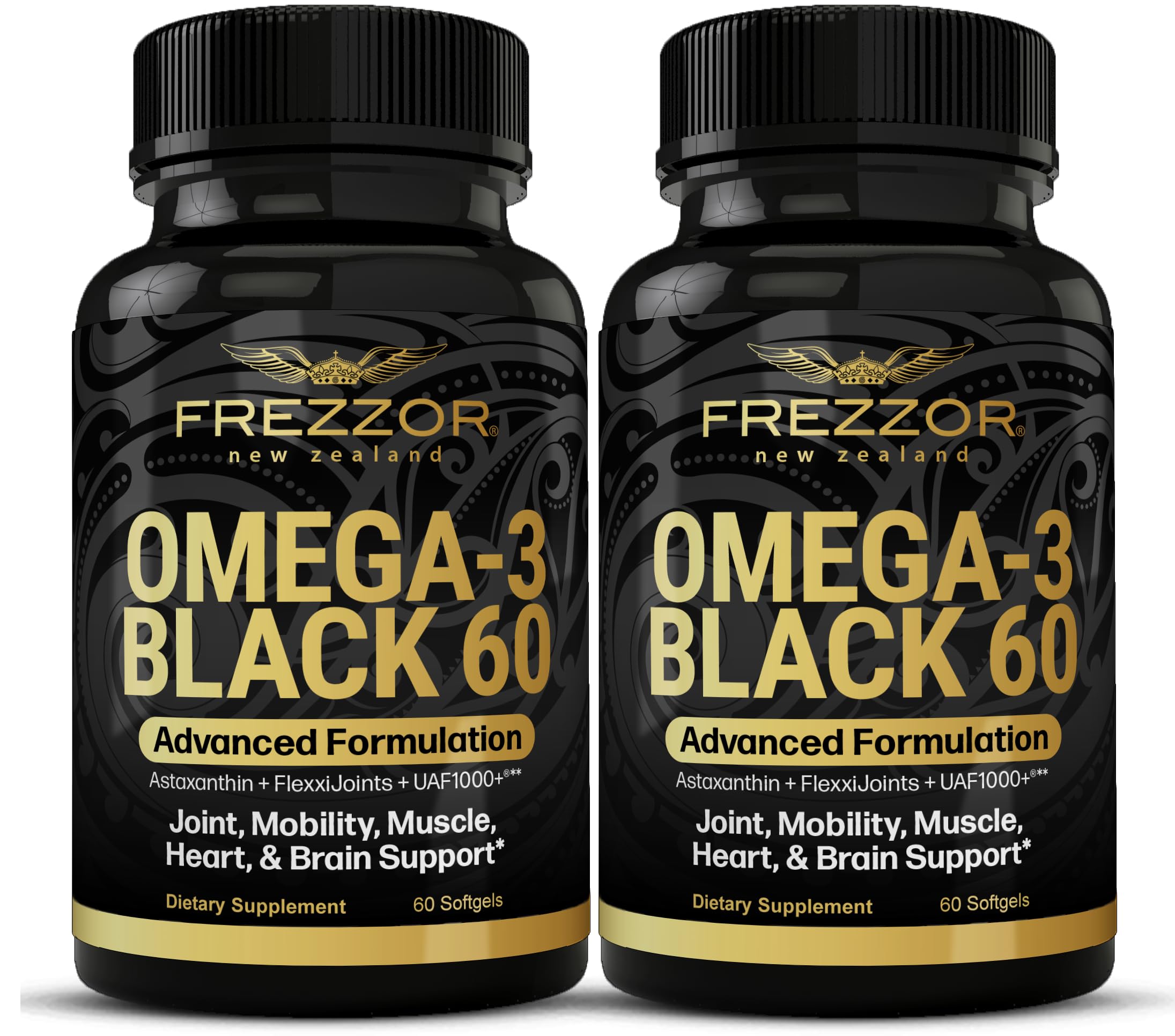 Frezzor Omega-3 Black bottle for convenient daily joint support.