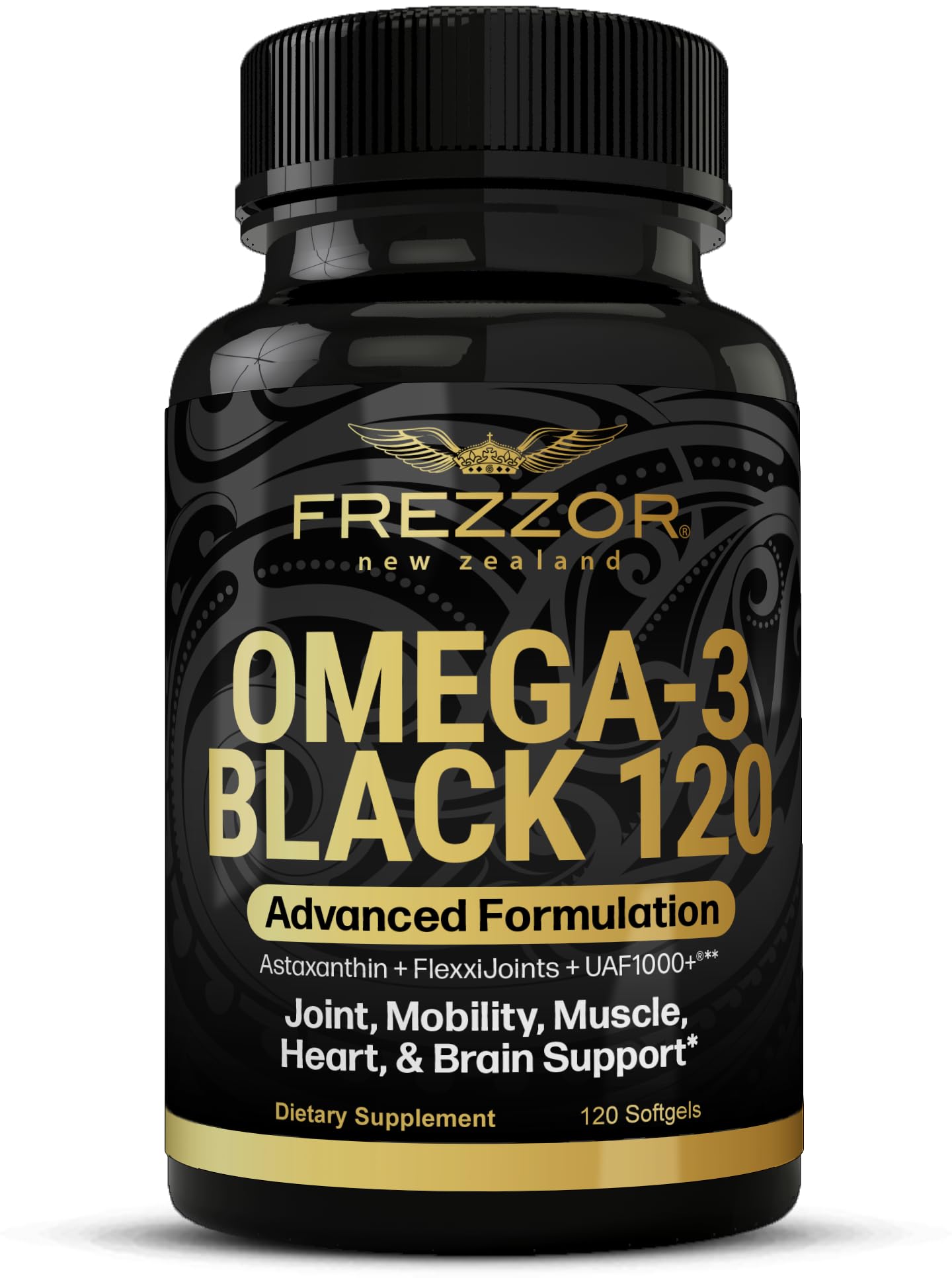 FREZZOR Omega-3 Black bottle for daily use with no fishy aftertaste.