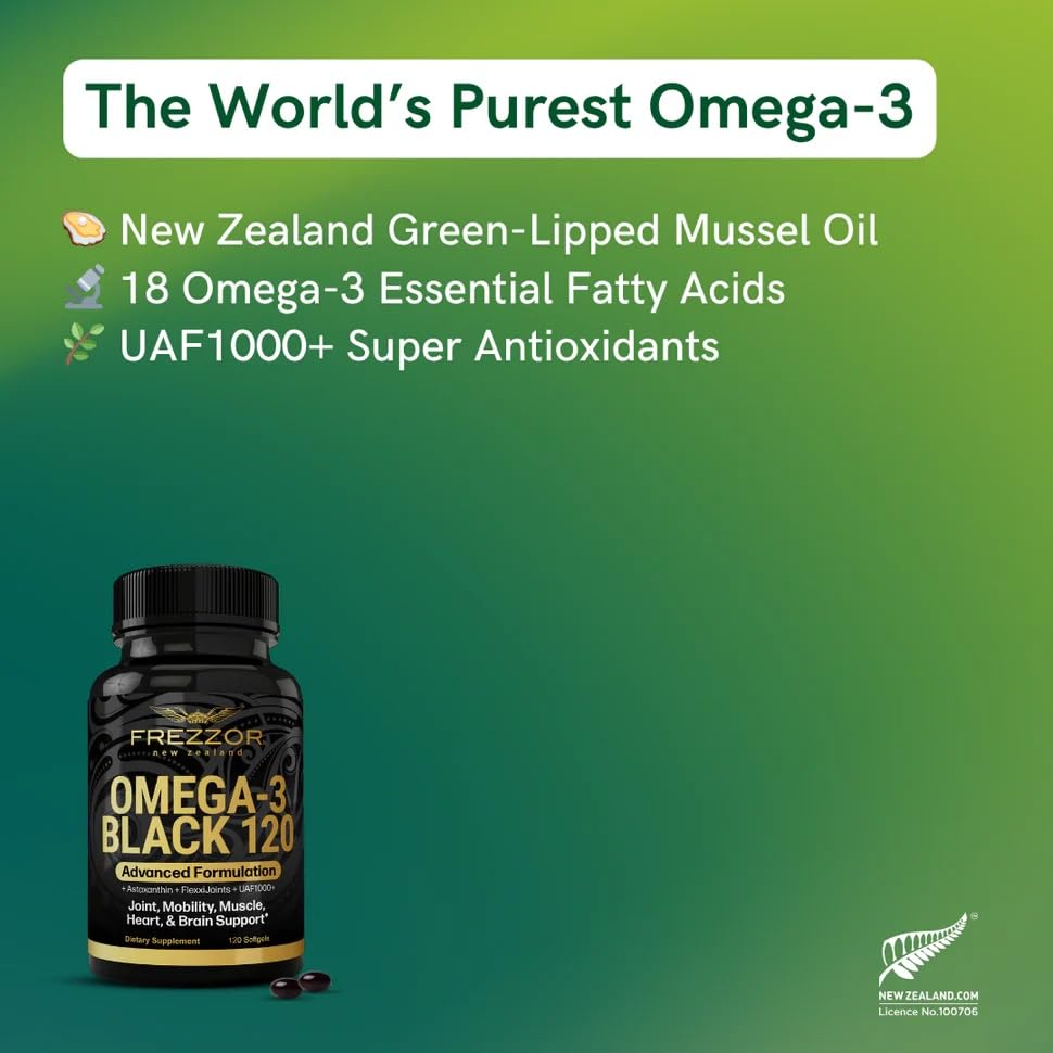 FREZZOR Omega-3 Black packaging box ready for retail display.
