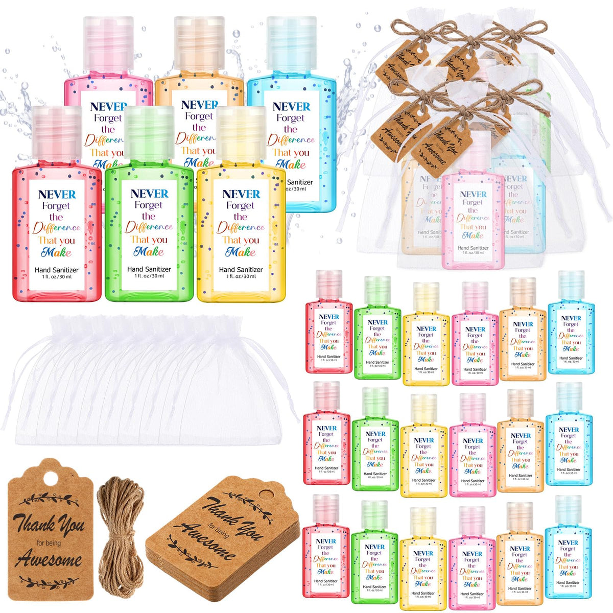 Frienda 24-mini hand sanitizers in travel size ready for on-the-go use.