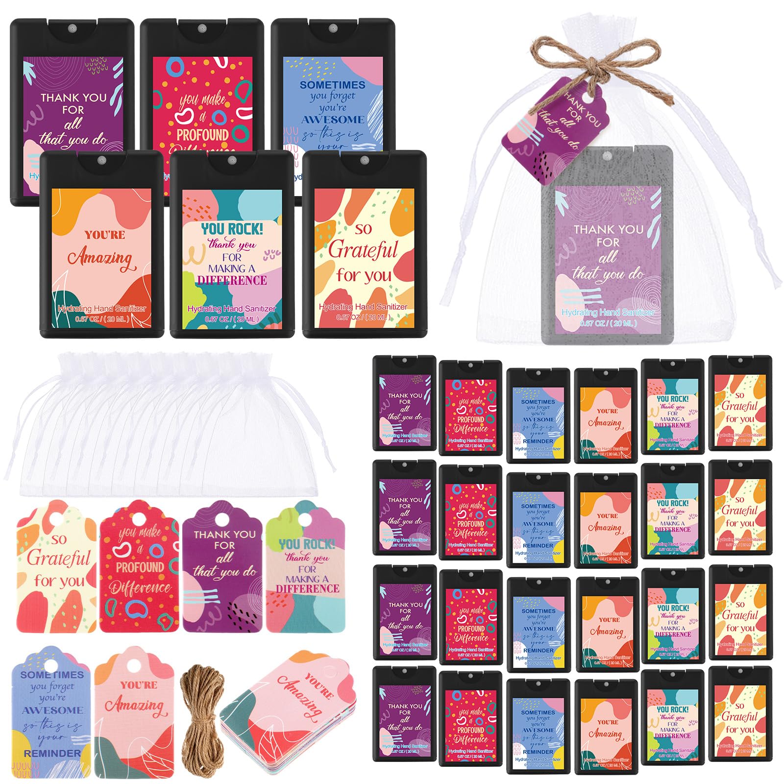 Frienda 24-set travel-size sanitizer bottles showcase compact portability
