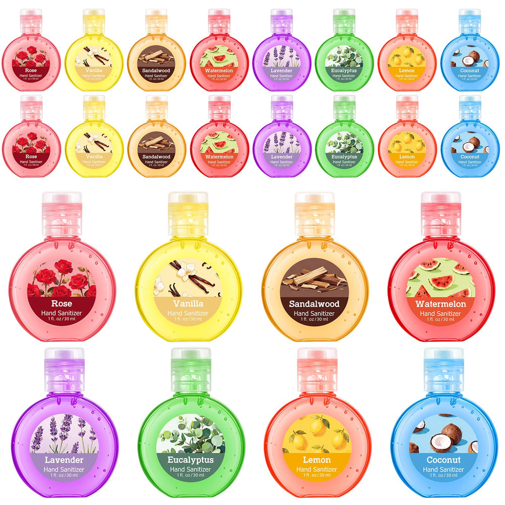 Frienda mixed scent pack hand sanitizer bottles arranged for display