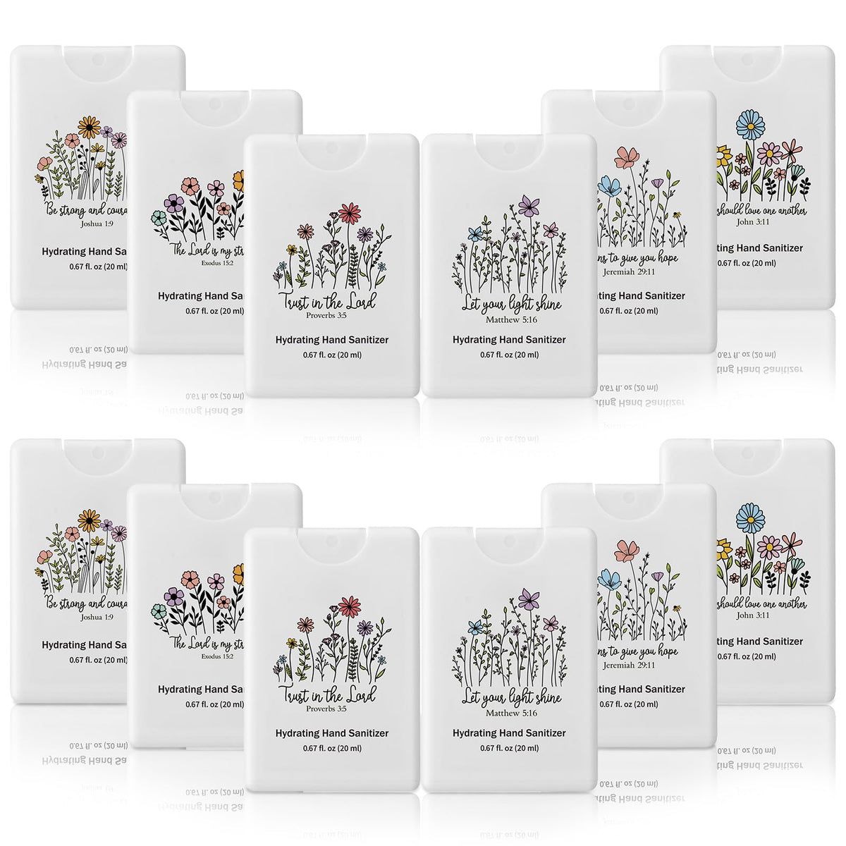 Frienda 24-pack hand sanitizer sprays in six stylish styles for gifting.