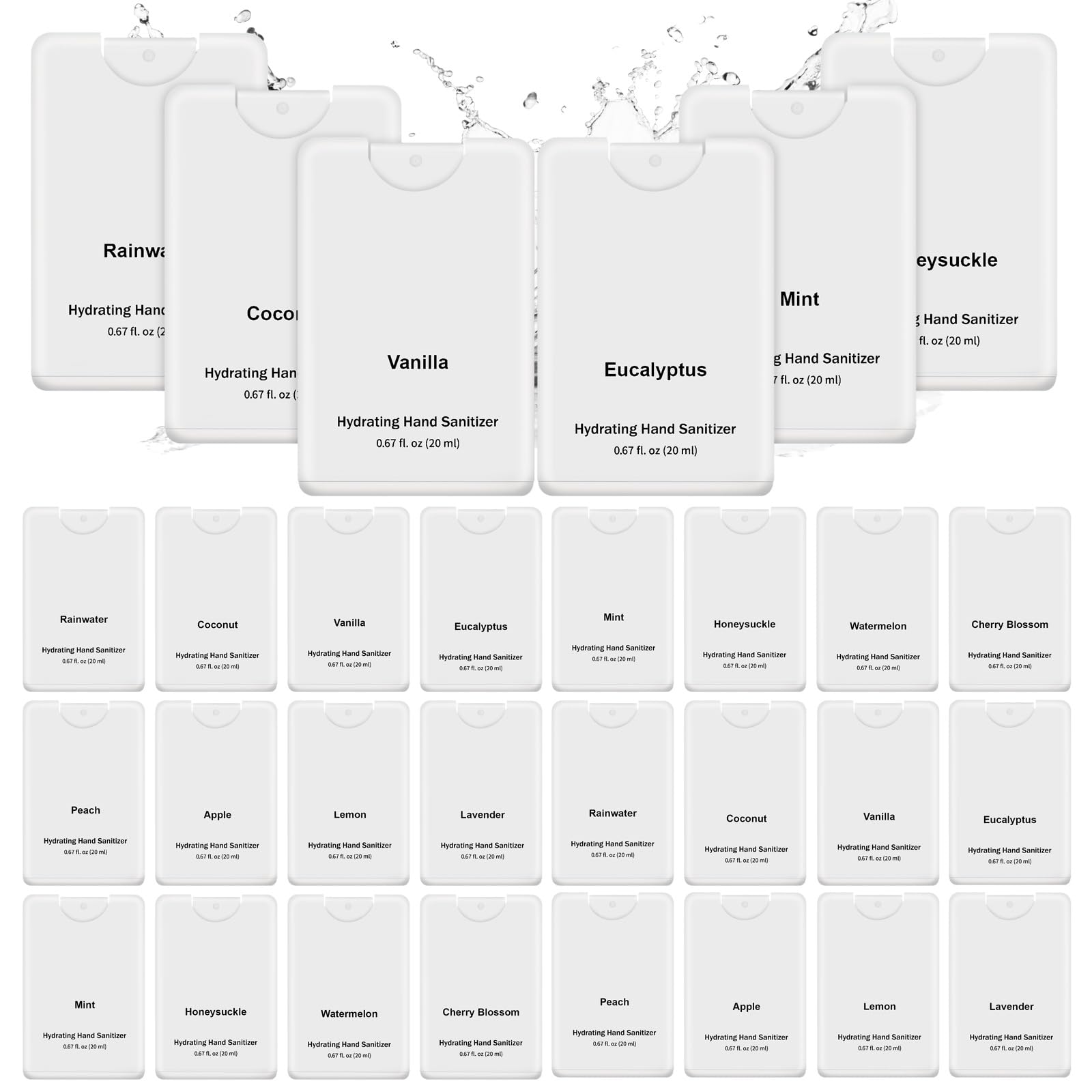 Frienda 48-pack hydrating hand sanitizer sprays arranged for gifting and daily use
