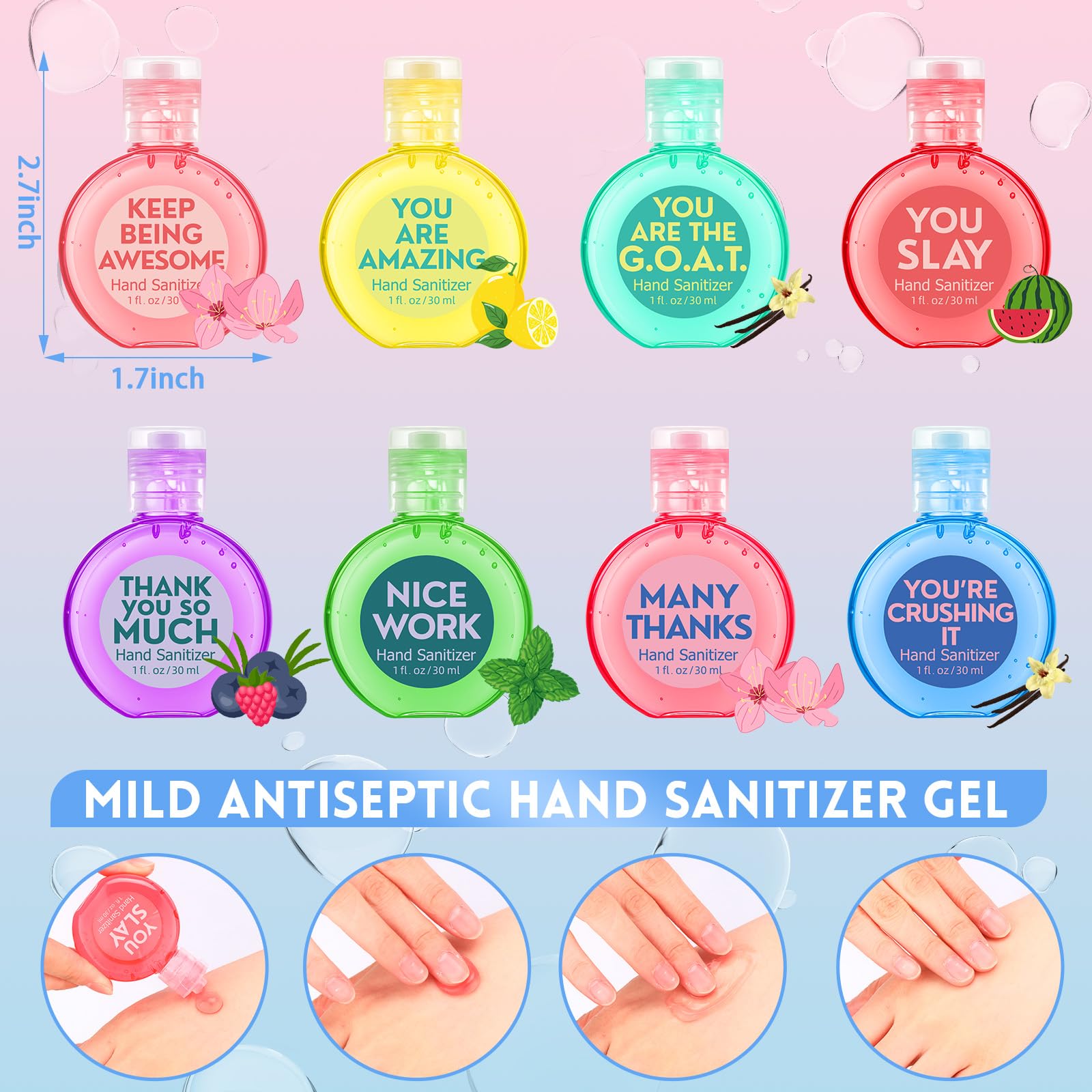 Frienda berry-scent hand sanitizer 1oz bottle for on-the-go use.
