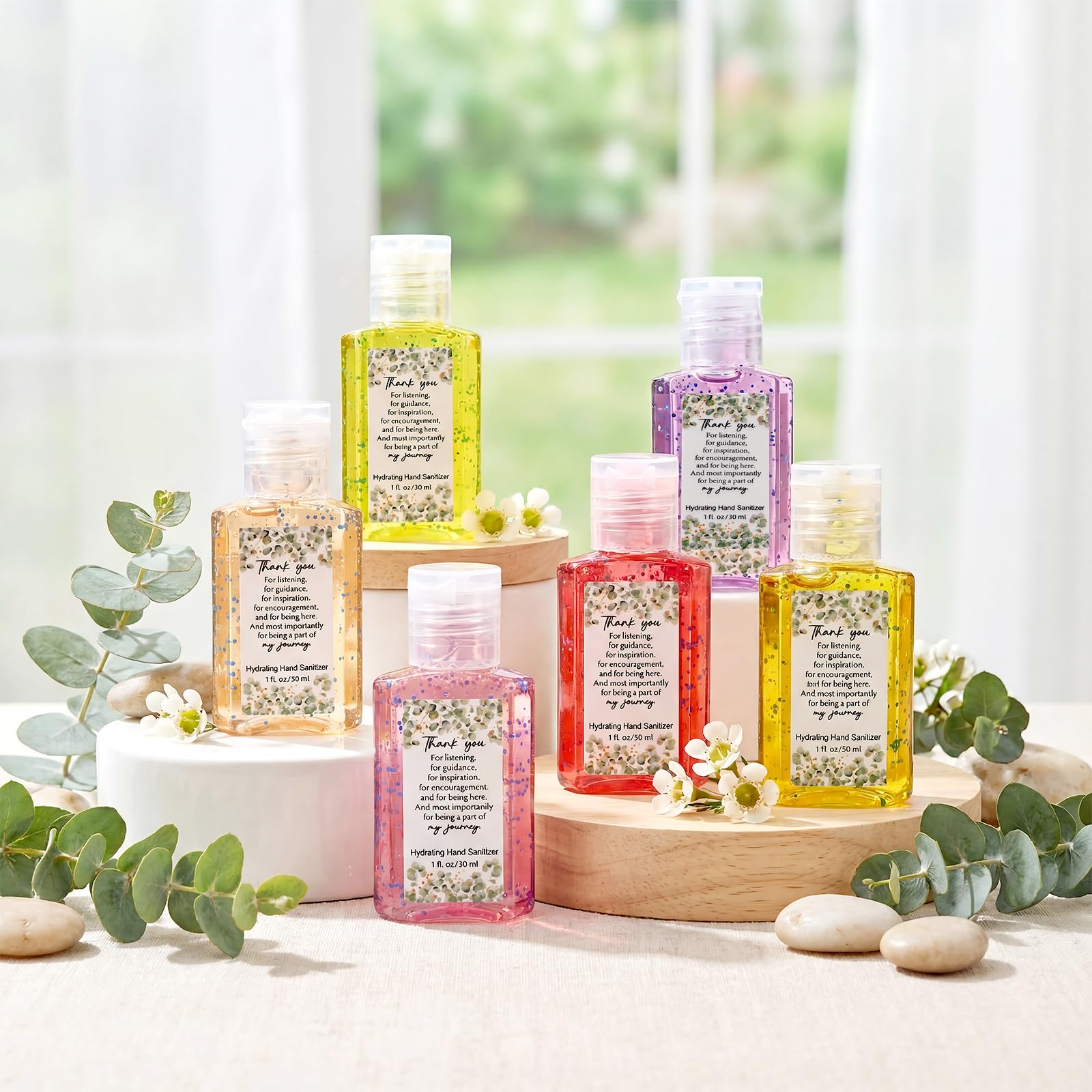 Frienda gift set packaging with sanitizers, bags, and cards.