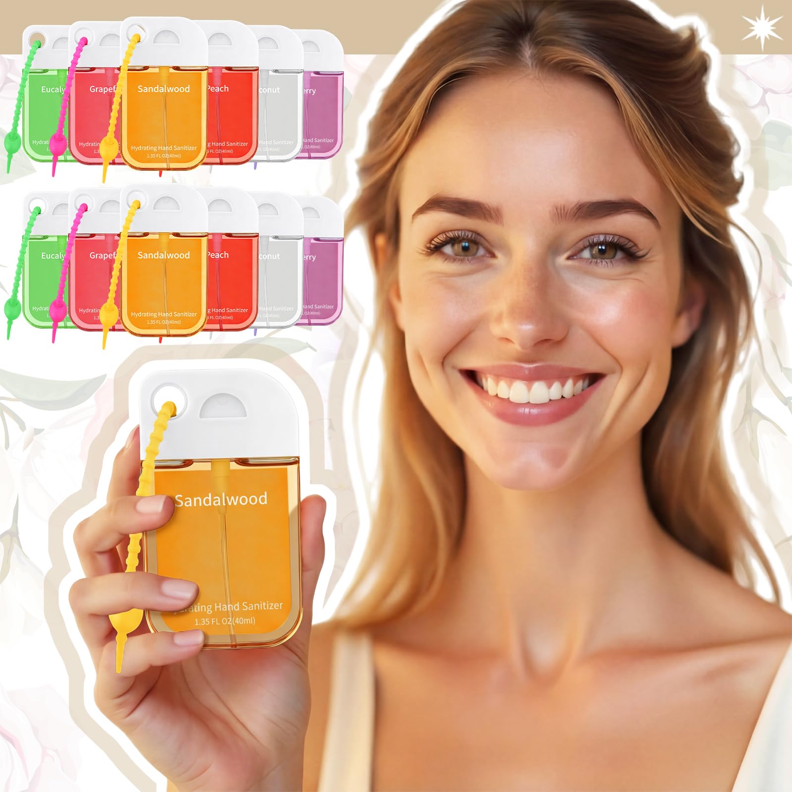 Frienda grapefruit scent hand sanitizer spray promotes quick cleansing.