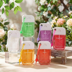 Frienda peach scent hand sanitizer spray keeps hands refreshed.