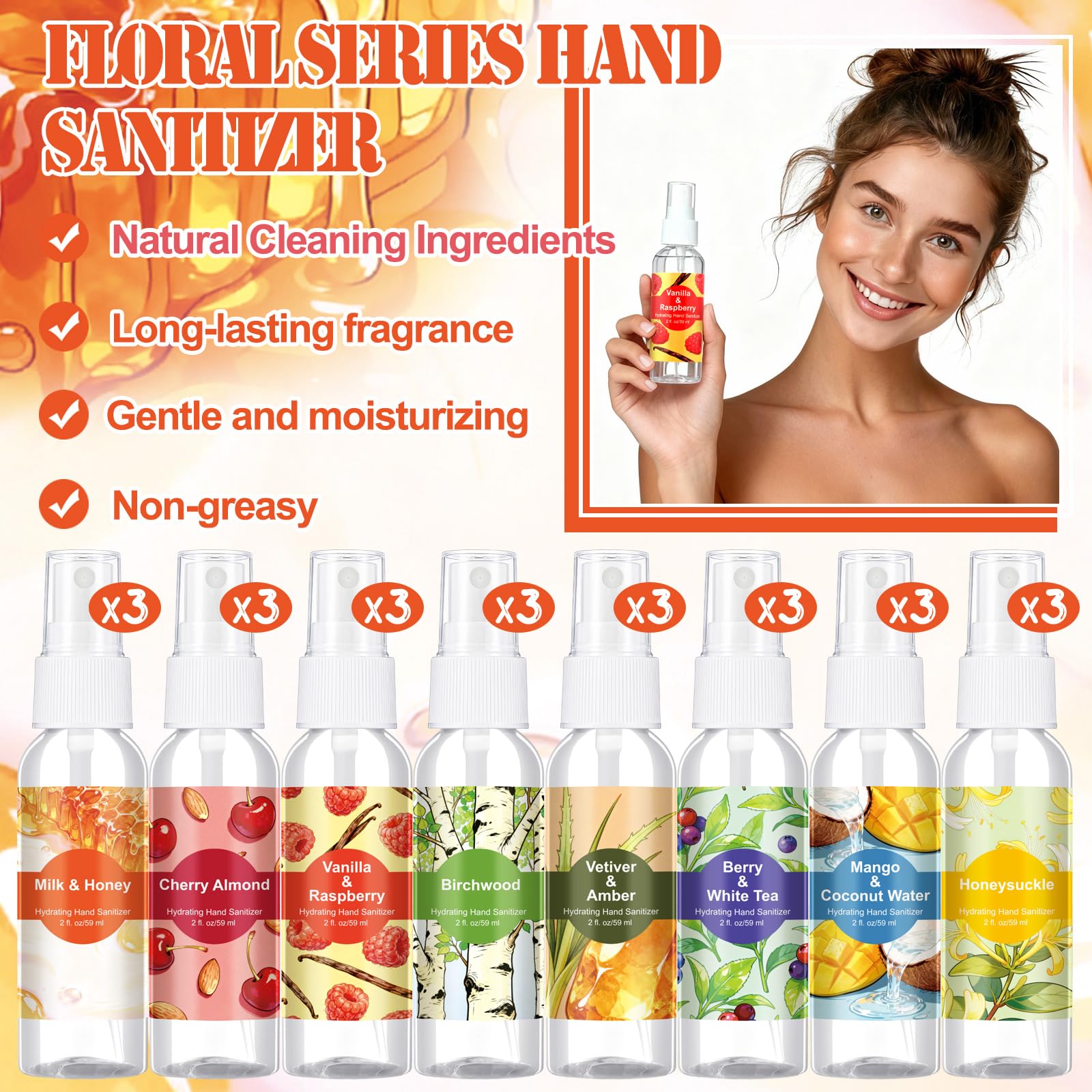 Compact travel friendly sprays fit in bags desks and cars.