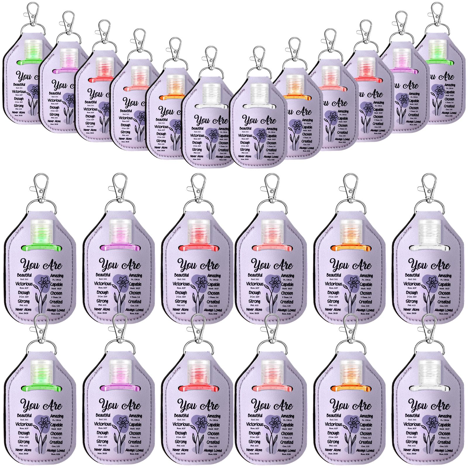 Frienda purple flower sanitizer bottle, pocket ready for on the go cleaning