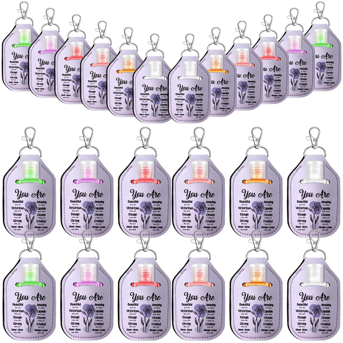 Frienda purple flower sanitizer bottle, pocket ready for on the go cleaning