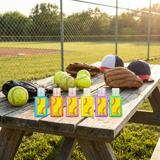 Frienda softball blue mini sanitizer for practice and travel on the field.