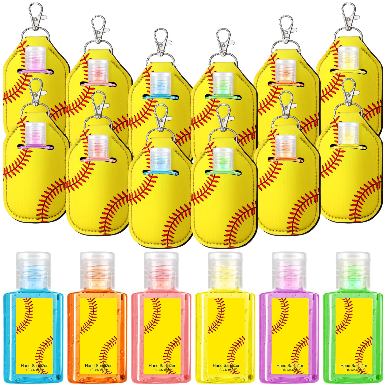 Frienda softball pink mini sanitizer with keychain holder for on-the-go team hygiene.