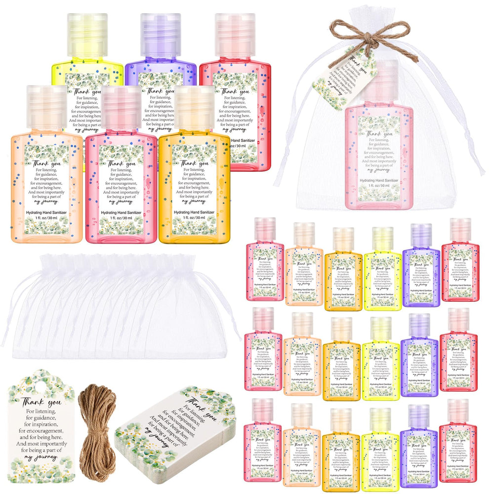 Frienda mini hand sanitizer bottles with pink flower design for guest gifts.
