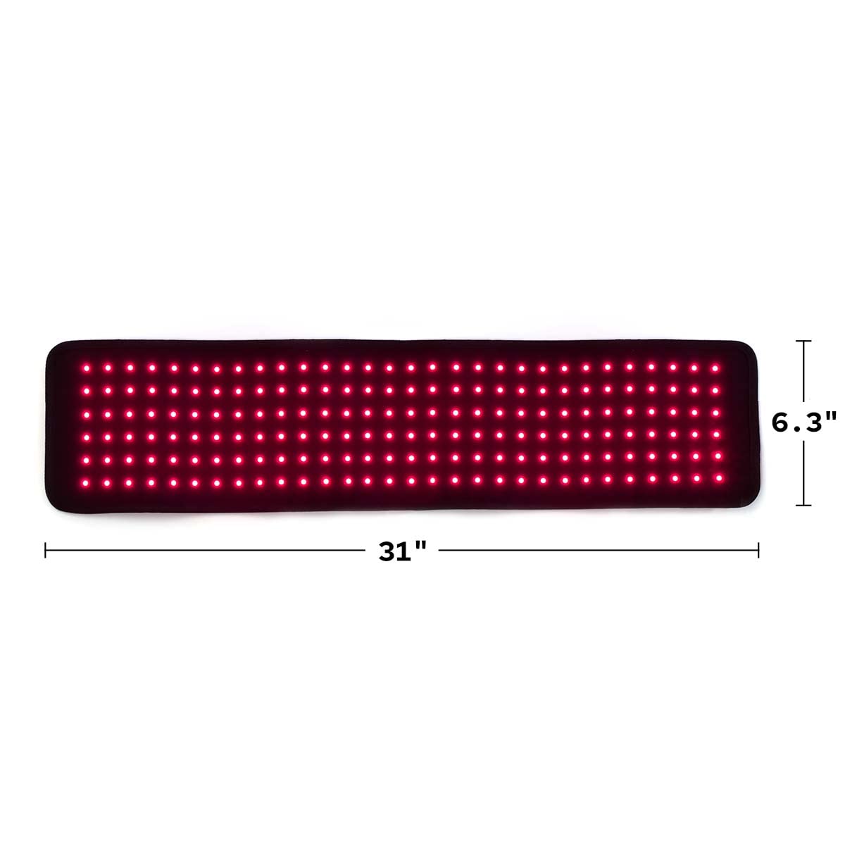 Fringe extra long wrap worn on leg for portable red light therapy.