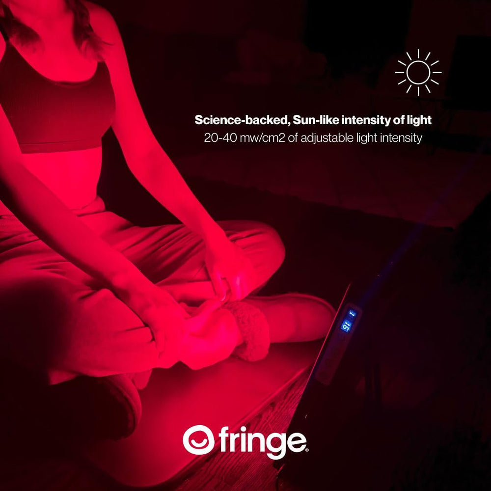 Fringe Red Light Panel timer settings close-up, flexible session durations