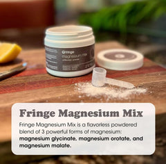Fringe Triple Magnesium Mix dissolving in water for a smooth drink.