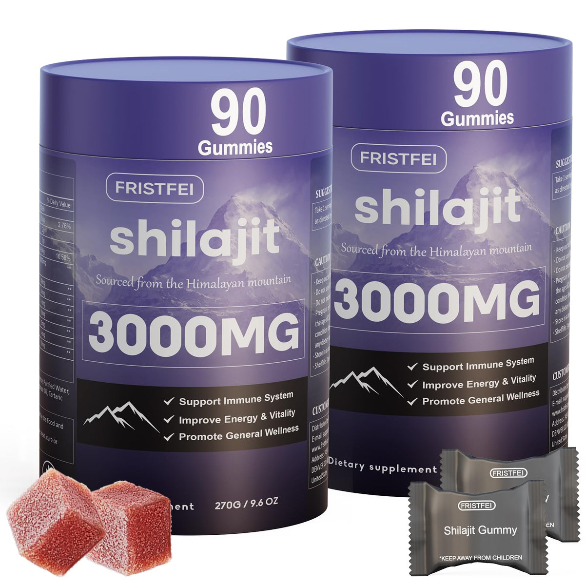 Fristfei Pure Himalayan Shilajit Gummies packaging emphasizing premium quality and convenience