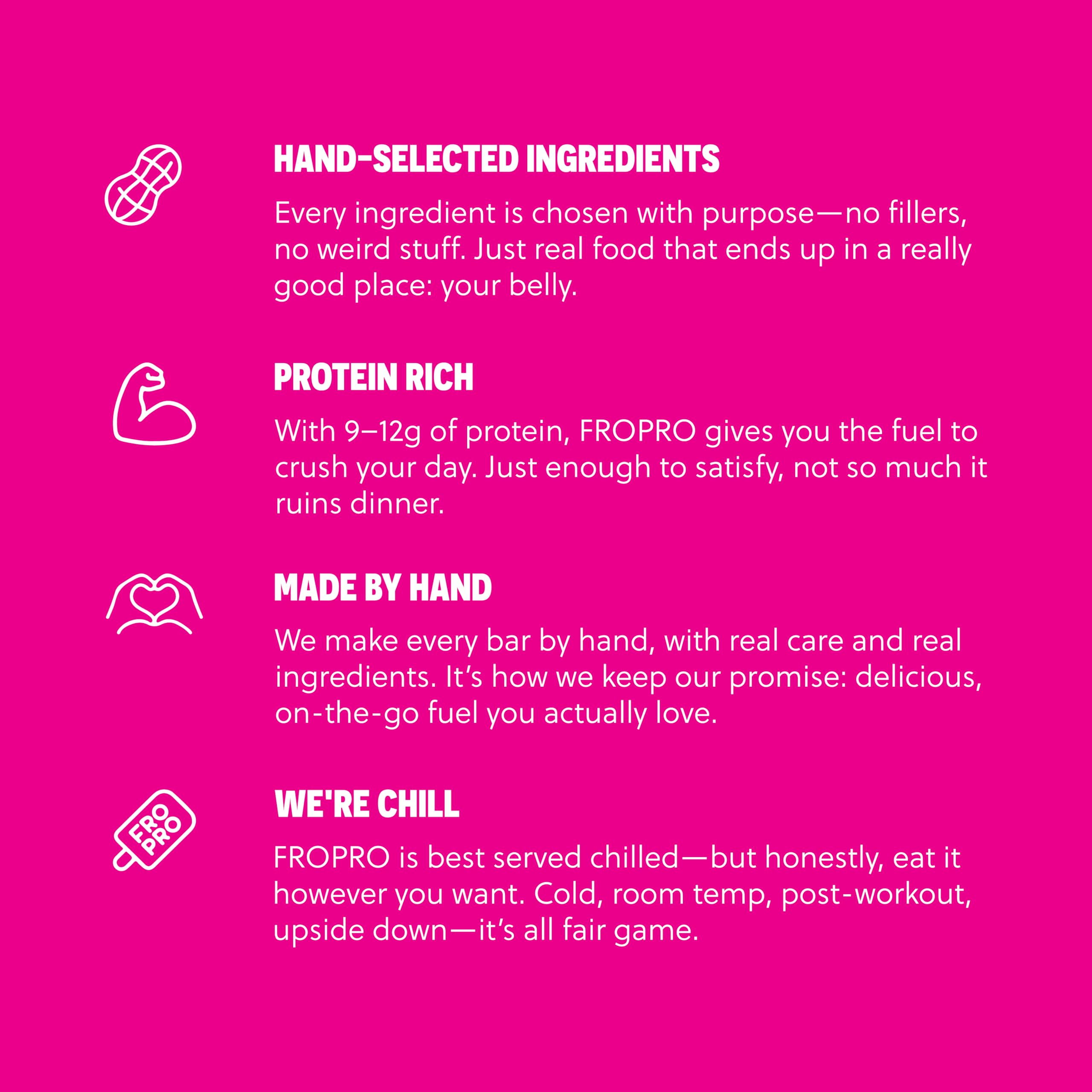 FRO PRO Birthday Cake box showcases gluten-free, dairy-free nutrition.