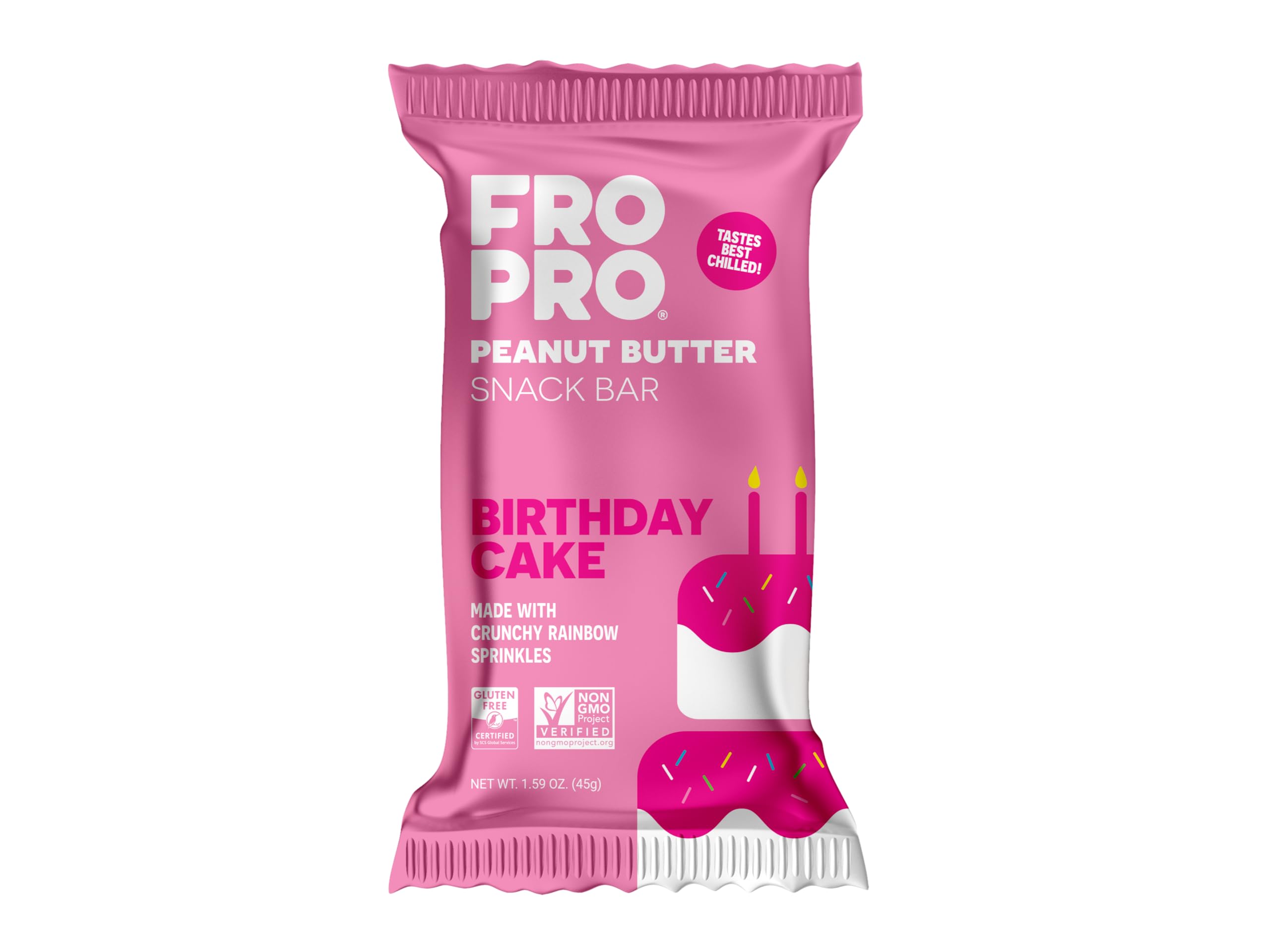 FRO PRO Birthday Cake bar pack presents a convenient gluten-free protein snack.