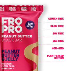 FRO PRO PBJ bar close-up reveals natural ingredients for healthy snacking.