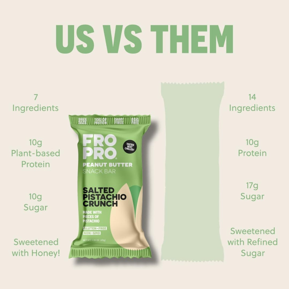 FRO PRO sliced bar texture reveals chewy center with pistachio crunch