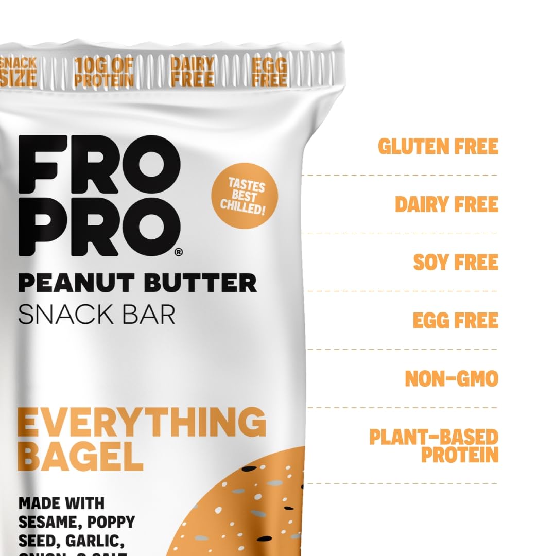 FRO PRO snack bars on shelf showcase gluten-free and dairy-free options for active days.