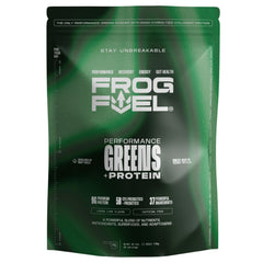 Frog Fuel Performance Greens bottle with a pour illustrating convenient daily energy and recovery support