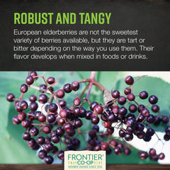 Frontier Co-op organic elderberries packaging shows Kosher and Non-GMO status.