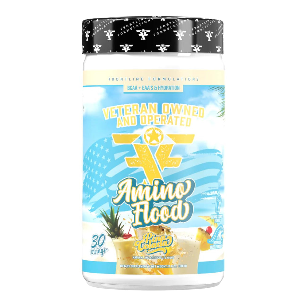 FRONTLINE FORMULATIONS Amino Flood bottle poured during workout for quick hydration